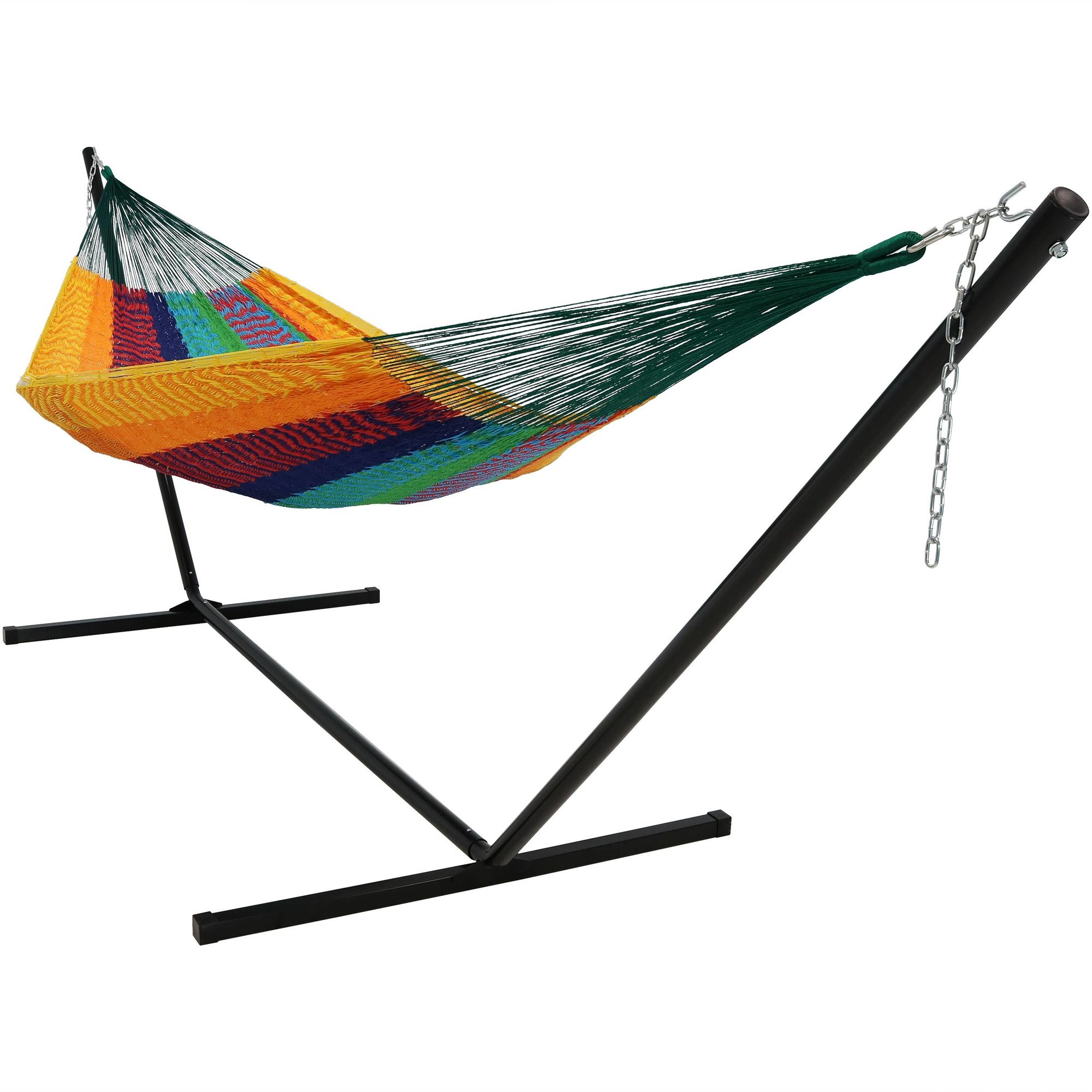 Sunnydaze Decor, XXL Thick Cord Mayan Hammock Stand - Multi-Color, Color Red, Capacity 400 lb, Material Cotton, Model# HM24MULTI Combo